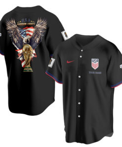 Custom Name USA Global Soccer Event 2026 Patriotic Eagle America 250 Black Baseball Jersey for Soccer Fans