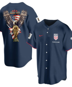 Custom Name USA Global Soccer Event 2026 Patriotic Eagle America 250 Navy Baseball Jersey for Soccer Fans