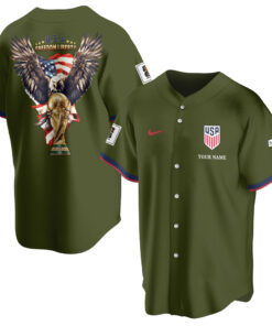 Custom Name USA Global Soccer Event 2026 Patriotic Eagle America 250 Olive Baseball Jersey for Soccer Fans