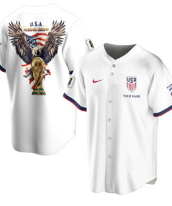 Custom Name USA Global Soccer Event 2026 Patriotic Eagle America 250 White Baseball Jersey for Soccer Fans