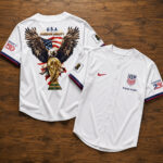Custom Name USA Global Soccer Event 2026 Patriotic Eagle America 250 White Baseball Jersey for Soccer Fans