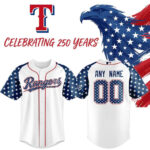 Custom Name and Number Texas Rangers America’s 250th 2026 Baseball Jersey for Baseball Fans