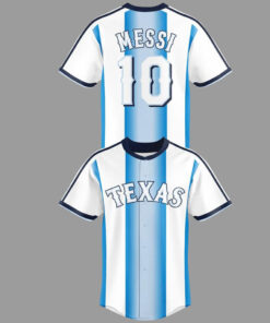 Custom Name and Number Texas Rangers x Argentina National Soccer Team 2026 Baseball Jersey for Baseball and Soccer Fans