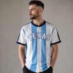 Custom Name and Number Texas Rangers x Argentina National Soccer Team 2026 Baseball Jersey for Baseball and Soccer Fans