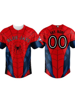 Custom Name and Number Toronto Blue Jays x Spider-Man Night 2026 Baseball Jersey for Baseball and Spider-Man Fans