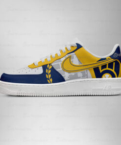 Milwaukee Brewers Major League Baseball Version 2026 Graphic Air Force 1 Shoes Sneakers for Baseball Fans