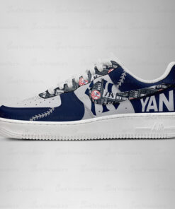 New York Yankees Major League Baseball Version 2026 Graphic Air Force 1 Shoes Sneakers for Baseball Fans