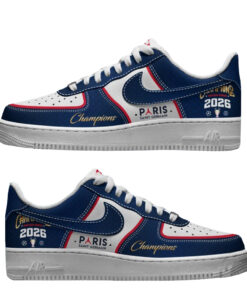 Paris Saint Germain Champions Of Europe 2026 Graphic Air Force 1 Shoes Sneakers for Soccer Fans