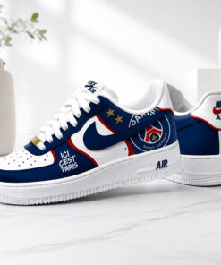 Paris Saint Germain UEFA Champions League 2026 Ici C'est Paris Graphic Air Force 1 Shoes Sneakers for Soccer Fans