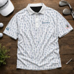 Unisex 126th U.S. Open Shinnecock Hills 2026 Tribal Blue Pattern Polo Shirt for Golf Fans