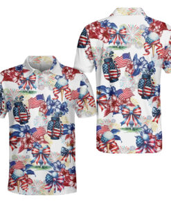 Unisex 250 Years Of America 4th Of July Patriotic Graphic Polo Shirt for Patriotic Fans