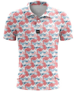 Unisex AR15 Tropical Flag Patriotic Graphic Polo Shirt for Patriotic Fans