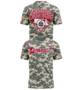 Unisex Alabama Crimson Tide 2026 Baseball College World Series Camo Graphic Shirt for College Sports Fans