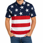 Unisex American Flag Freedom Patriotic Graphic Polo Shirt for Patriotic Fans