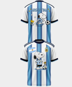 Unisex Argentina National Soccer Snoopy And Woodstock 2026 Graphic Shirt for Soccer Fans