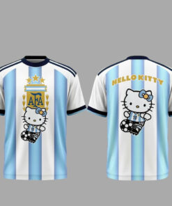 Unisex Argentina National Soccer Team Global Soccer Event 2026 x Hello Kitty Graphic Shirt for Soccer Fans