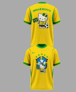 Unisex Brazil Soccer Hello Kitty Night Global Soccer Event 2026 Graphic Shirt for Soccer Fans