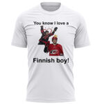 Unisex Carolina Hurricanes 2026 You Know I Love a Finnish Boy Graphic Shirt for Hockey Fans