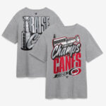 Unisex Carolina Hurricanes Gray 2026 Stanley Cup Champions Locker Room Graphic Shirt for Hockey Fans