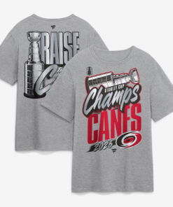 Unisex Carolina Hurricanes Gray 2026 Stanley Cup Champions Locker Room Graphic Shirt for Hockey Fans