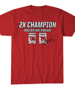 Unisex Carolina Hurricanes Rod Brind’Amour Two-Time Champion Graphic Shirt for Hockey Fans