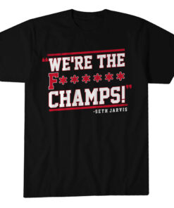 Unisex Carolina Hurricanes Seth Jarvis We're The F Champs Graphic Shirt for Hockey Fans