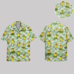 Unisex Dancing Banana Yellow Tropical Cartoon With Sunglasses Hawaiian Shirt for Cartoon Fans