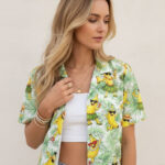 Unisex Dancing Banana Yellow Tropical Cartoon With Sunglasses Hawaiian Shirt for Cartoon Fans