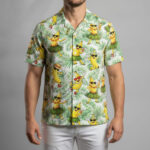 Unisex Dancing Banana Yellow Tropical Cartoon With Sunglasses Hawaiian Shirt for Cartoon Fans