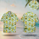 Unisex Dancing Banana Yellow Tropical Cartoon With Sunglasses Hawaiian Shirt for Cartoon Fans
