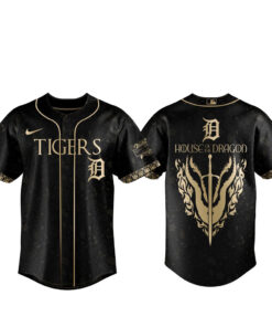Unisex Detroit Tigers 2026 House of the Dragon Night Black Baseball Jersey for Baseball Fans