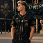 Unisex Detroit Tigers 2026 House of the Dragon Night Black Baseball Jersey for Baseball Fans