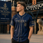 Unisex Detroit Tigers 2026 House of the Dragon Night Navy Baseball Jersey for Baseball Fans