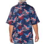 Unisex Flag America Eagle Fireworks Navy Hawaiian Shirt for Patriotic Fans