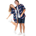 Unisex Flag America Eagle Fireworks Navy Hawaiian Shirt for Patriotic Fans