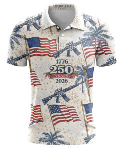 Unisex Freedom 250th 1776-2026 Graphic Polo Shirt for Patriotic Fans