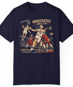 Unisex Funny 4th Of July USA Undefeated Since 1776 Basketball Graphic Shirt for Basketball Fans