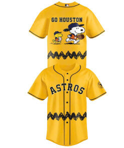 Unisex Houston Astros x Peanuts Night 2026 Go Houston Yellow Baseball Jersey for Baseball Fans