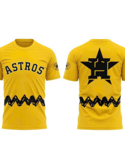Unisex Houston Astros x Peanuts Night 2026 Yellow Graphic Shirt for Baseball Fans
