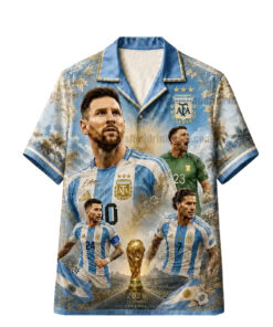 Unisex Lionel Messi Argentina World Cup 2026 Hawaiian Shirt for Soccer Fans