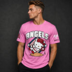 Unisex Los Angeles Angels x Hello Kitty Day 2026 Graphic Pink Shirt for Baseball Fans