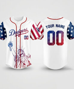 Unisex Custom Name and Number Los Angeles Dodgers 250 Years Of Freedom USA 1776 America Baseball Jersey for Baseball Fans