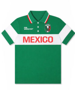 Unisex Mexico Global Soccer Event 2026 Green Graphic Polo Shirt for Soccer Fans