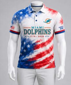 Unisex Miami Dolphins America 250 Years Of Freedom Graphic Polo Shirt for Football Fans