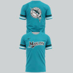 Unisex Miami Marlins Teal Throwback Uniform Graphic Shirt for Baseball Fans