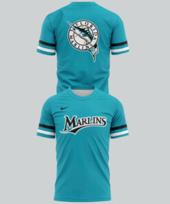 Unisex Miami Marlins Teal Throwback Uniform Graphic Shirt for Baseball Fans