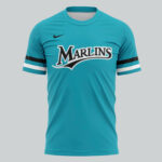 Unisex Miami Marlins Teal Throwback Uniform Graphic Shirt for Baseball Fans
