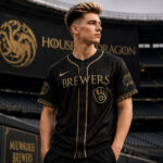 Unisex Milwaukee Brewers 2026 House of the Dragon Night Black Baseball Jersey for Baseball Fans