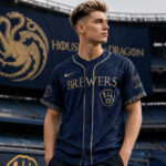 Unisex Milwaukee Brewers 2026 House of the Dragon Night Navy Baseball Jersey for Baseball Fans