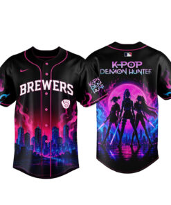 Unisex Milwaukee Brewers K Pop Demon Hunters Night 2026 Baseball Jersey for Baseball and K Pop Fans